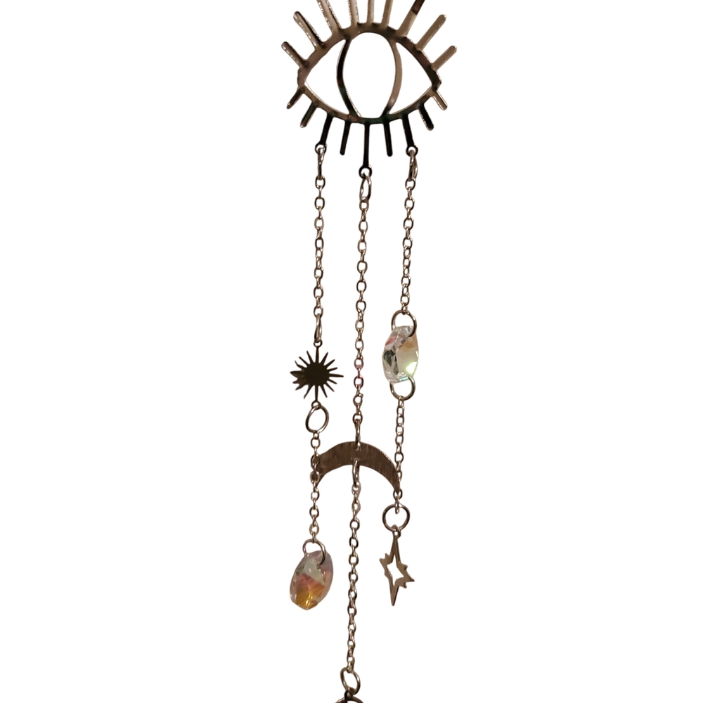 Boho Eye and Moon Hanging Wall Decor in silver